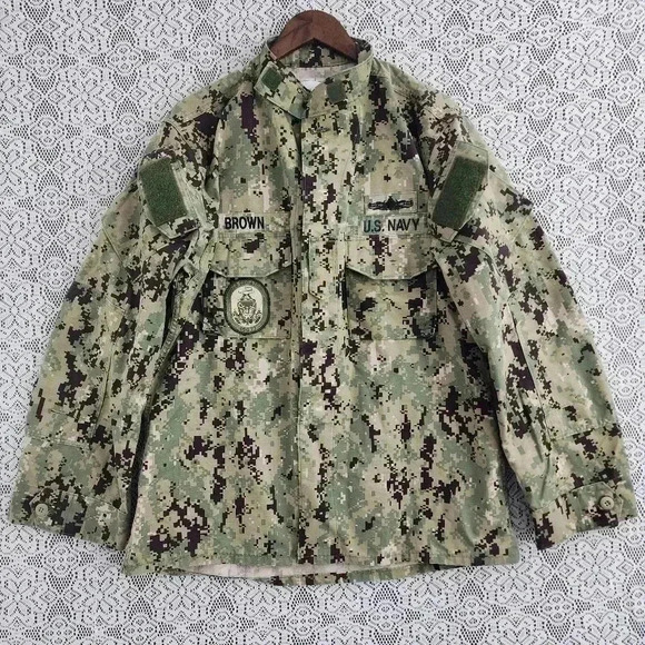US Navy Army Camo " Brown" Working Uniform Type lll Jacket Men's L Long Mock - Picture 1 of 11